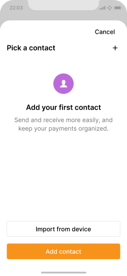 Empty contact list screen