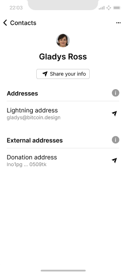 Contact card with internal and external addresses
