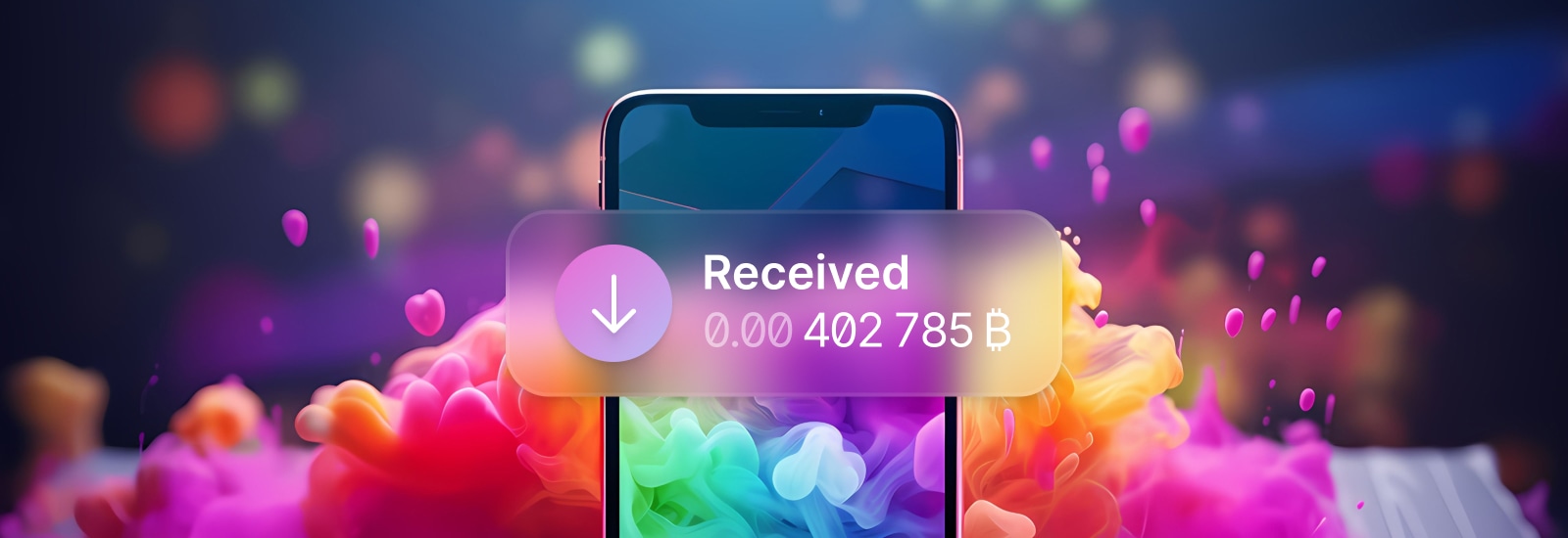 Smartphone notification showing received bitcoin