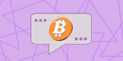 Image: Text balloon containing a bitcoin.