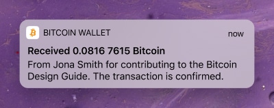 Smartphone notification about an incoming transaction