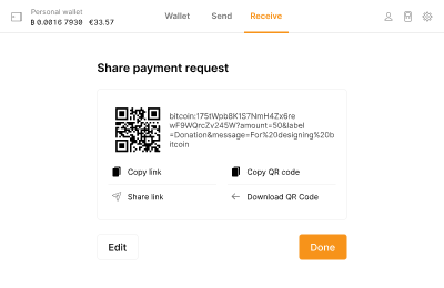 Example interface for sharing a payment request.