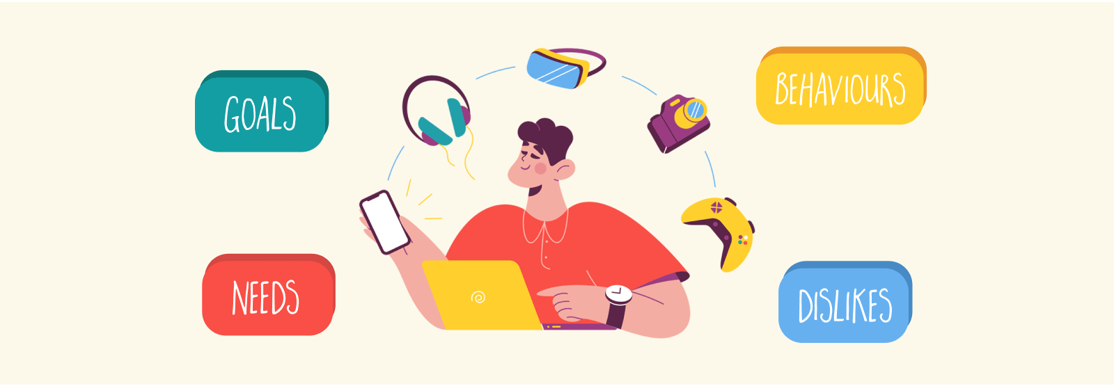 Illustration of a person with various gadgets