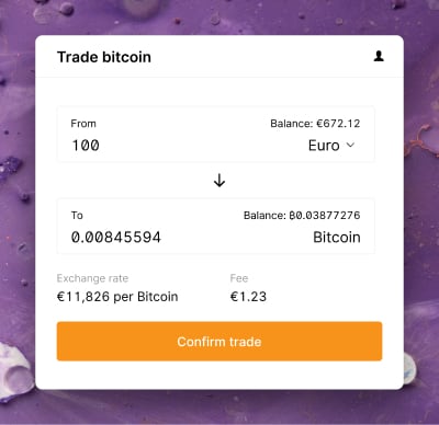 Illustrative interface for exchanging bitcoin