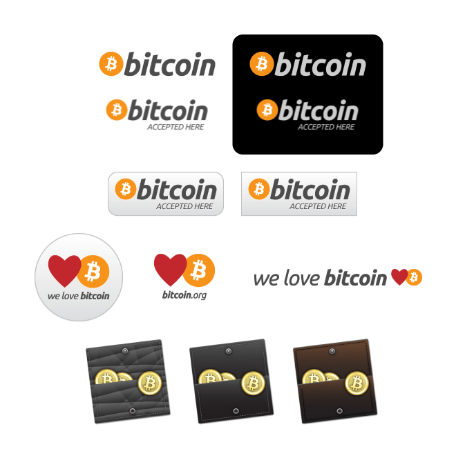 Promotional bitcoin graphics like buttons and stickers