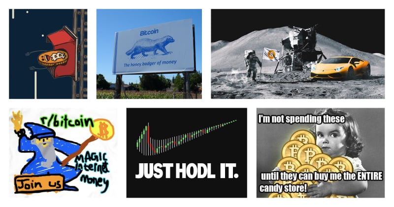 Examples of popular bitcoin memes