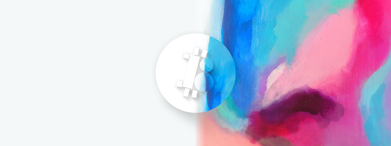A white bitcoin symbol with paint drawn on the right half