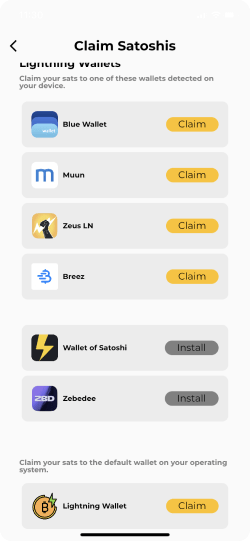 A mobile screen showing a categorized list of wallets by installation status.