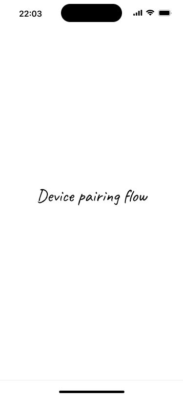Placeholder screen representing the pairing flow for the new signing device.